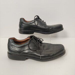 Clarks Men's Black Leather Oxfords - Classic Dress Shoes Size UK 9 Corporate